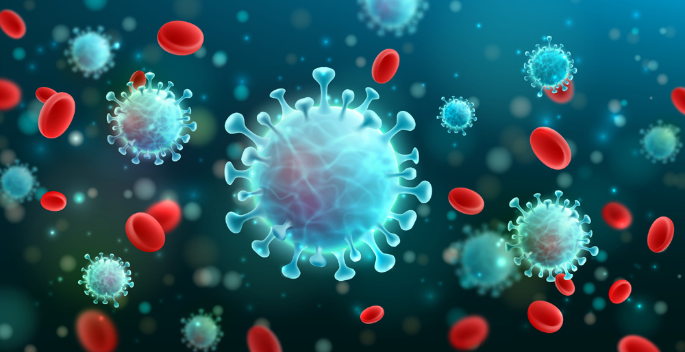 Representações do vetor do Coronavírus e de glóbulos vermelhos