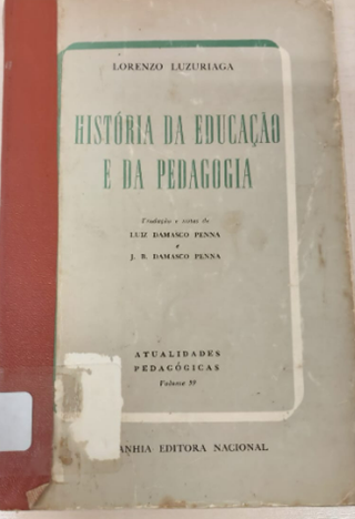 Capa do manual “História da Educação e Pedagogia” de Lorenzo Luzuriaga.