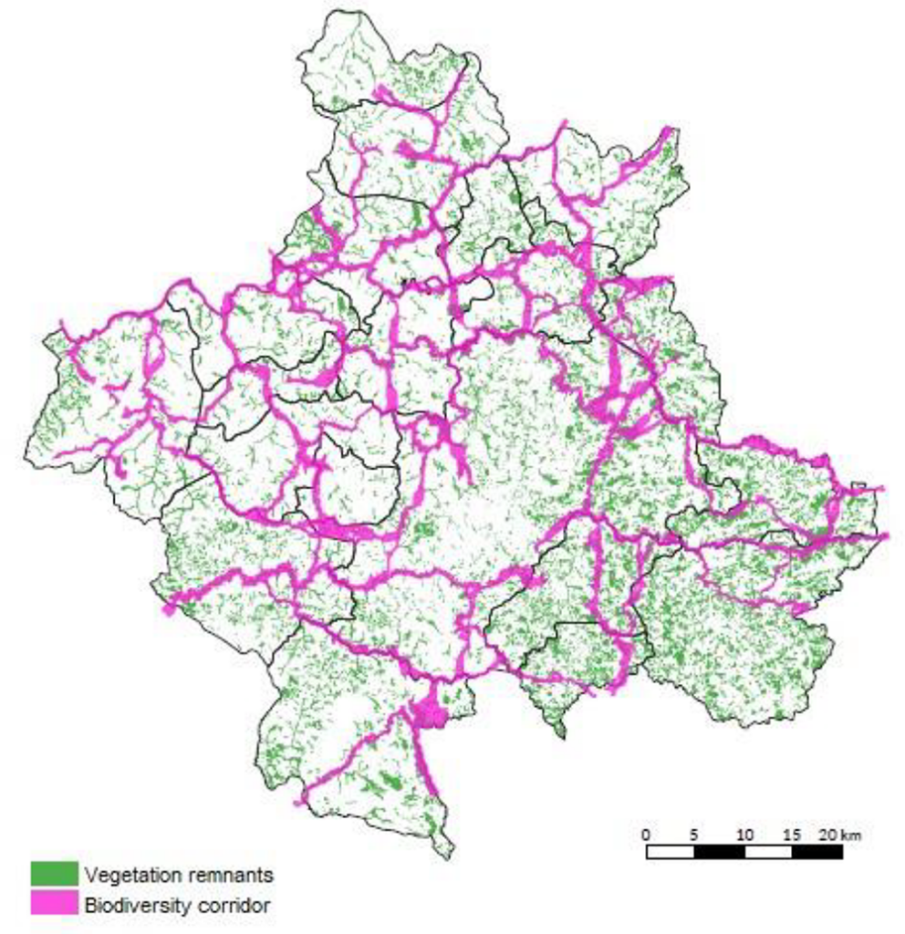 Mapa exibindo a área de conectividade da região metropolitana de Campinas.