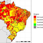 Mapa do Brasil que mostra a qualidade da oferta educacional e desigualdades de aprendizagem no ensino fundamental brasileiro.